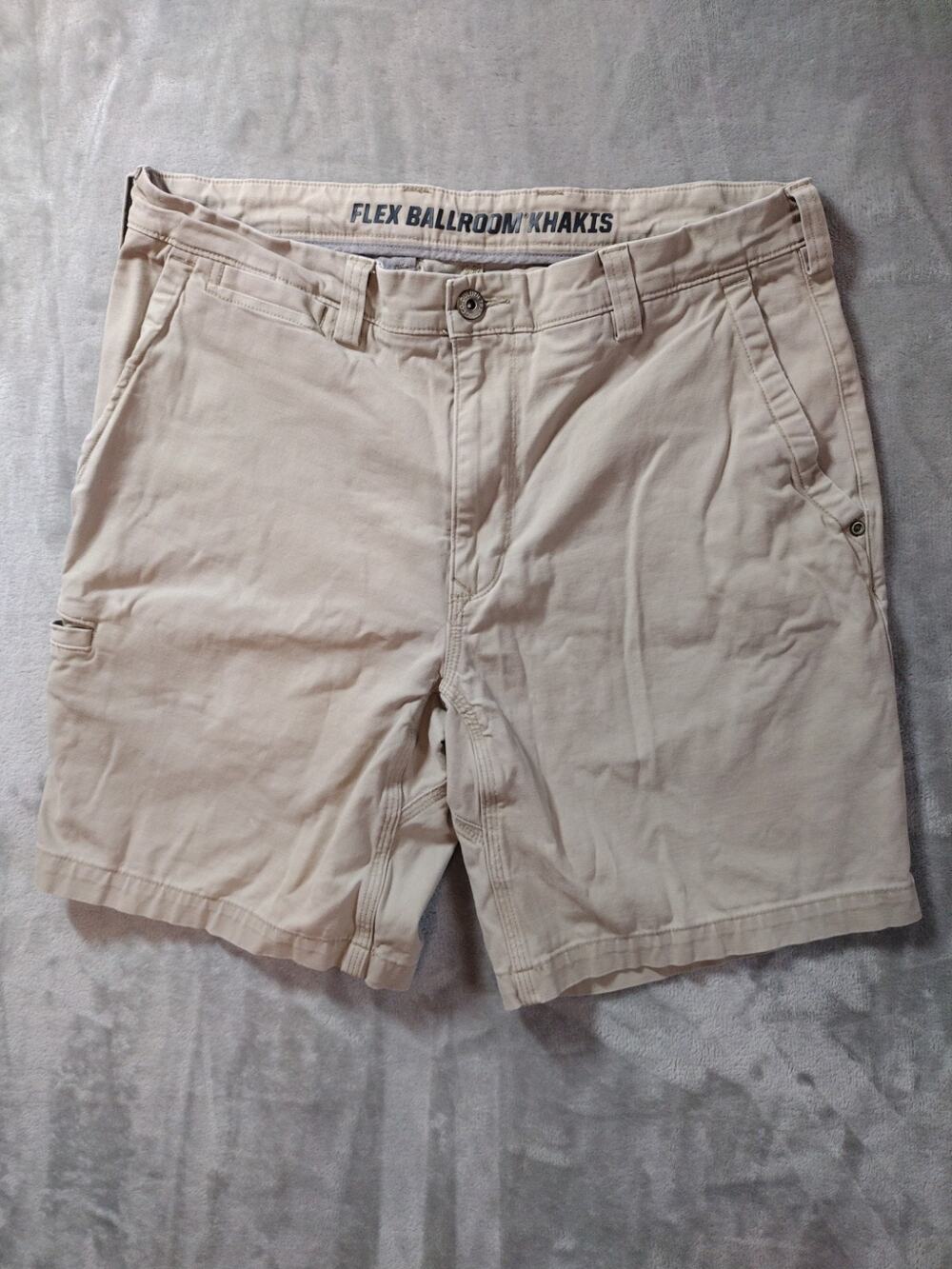 Duluth Trading Co Flex Ballroom Khakis Shorts Mens 32 Utility Cargo Gorpcore